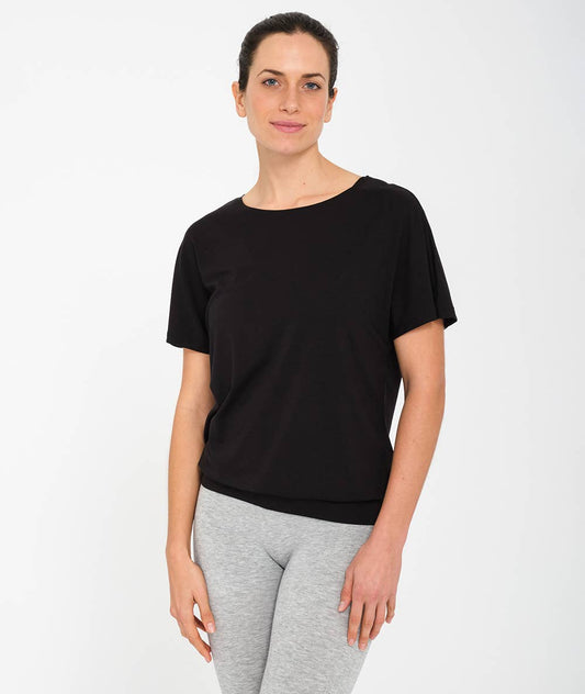 Black Lyocell and cotton blended T shirt